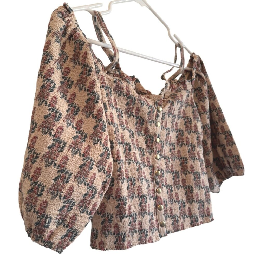 Nation LTD Ily Tee Size Small Smocked Long Sleeve NWT Print $216 - Picture 11 of 11